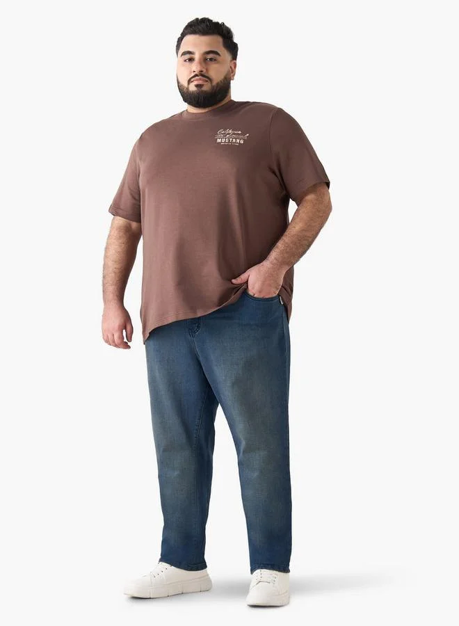 ماكسيم Men Regular Fit Round Neck Short Sleeve Ford Mustang Print T-shirt